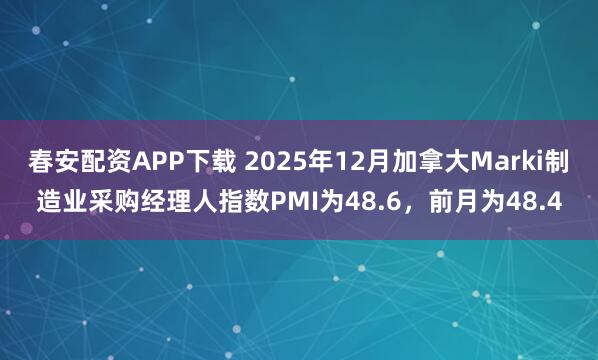春安配资APP下载 2025年12月加拿大Marki制造业采购经理人指数PMI为48.6，前月为48.4