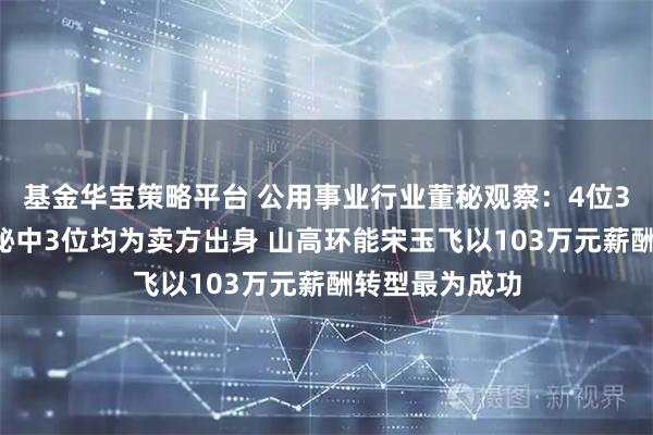 基金华宝策略平台 公用事业行业董秘观察：4位35岁以下的董秘中3位均为卖方出身 山高环能宋玉飞以103万元薪酬转型最为成功