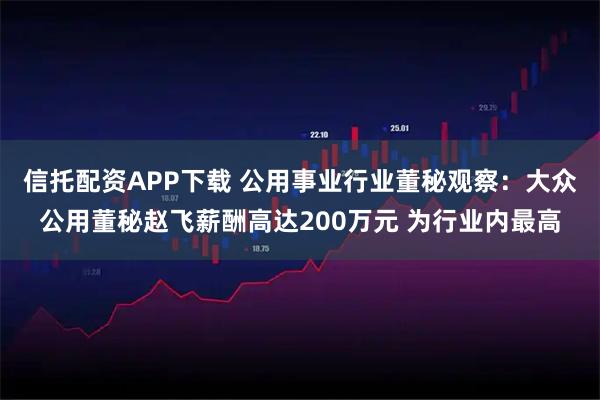 信托配资APP下载 公用事业行业董秘观察:大众公用董秘赵飞薪酬高达200万元 为行业内最高
